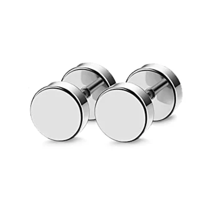 Dumbbell-inspired Gothic Round Stud Earrings - Image 9