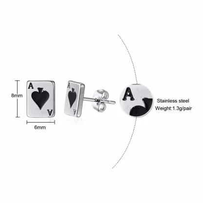 Stylish Stud Earrings with Ace of Spades Design - Image 10