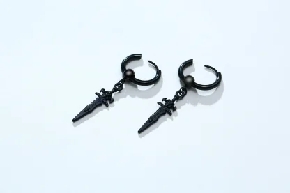 Statement Earrings with Dagger Dangle - Image 5