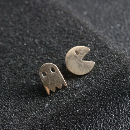 Mini Stud Earrings with Ghost Design - Image 2