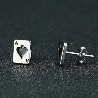 Stylish Stud Earrings with Ace of Spades Design - Image 3