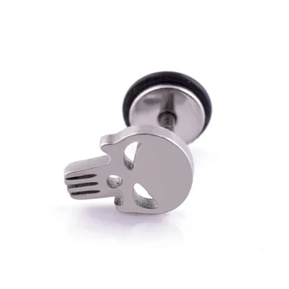 Punk-style Stud Earrings with Skull Decor - Image 3
