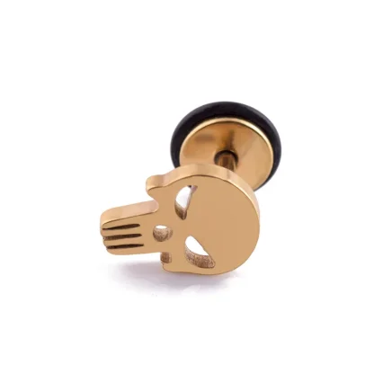 Punk-style Stud Earrings with Skull Decor - Image 2