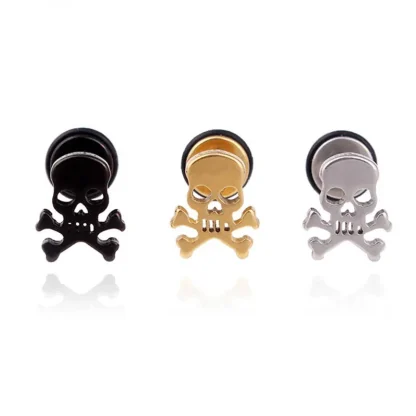 Punk-style Stud Earrings with Skull Decor - Image 4