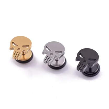Punk-style Stud Earrings with Skull Decor - Image 5