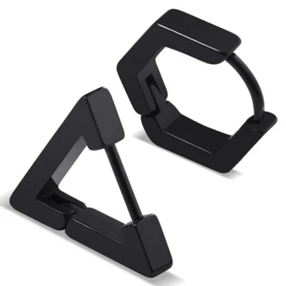 Simple Huggie Earrings with Geometric Design - Image 9