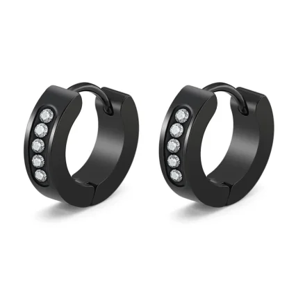 Round Huggie Earrings with Stripe Design - Image 6