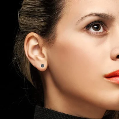 Dumbbell-inspired Gothic Round Stud Earrings - Image 4