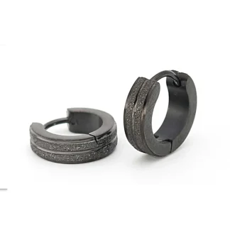 Round Huggie Earrings with Stripe Design