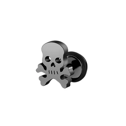 Solid Color Stud Earrings with Skull Decor - Image 10