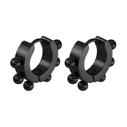 Round Huggie Earrings with Stripe Design - Image 9