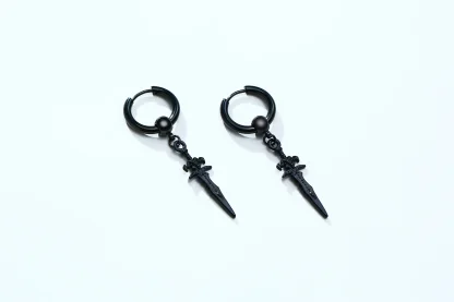 Statement Earrings with Dagger Dangle - Image 4