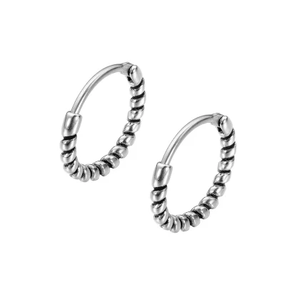 Round Hoop Earrings with Ball Design - Image 9