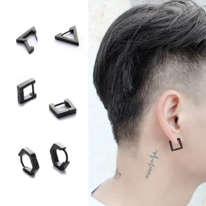 Simple Huggie Earrings with Geometric Design - Image 14