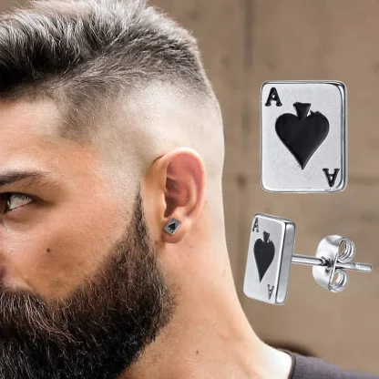 Stylish Stud Earrings with Ace of Spades Design - Image 2