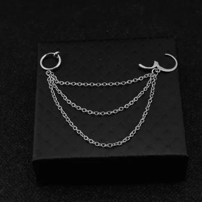 Stylish Earrings with Triple Layered Chain - Image 7