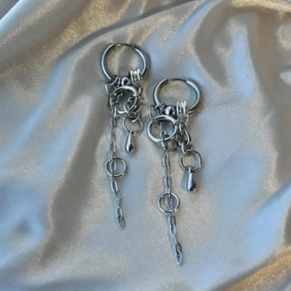 Punk Style Earrings with Multi Chain Design - Image 4