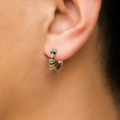 Statement Hoop Earrings with Carved Design - Image 3