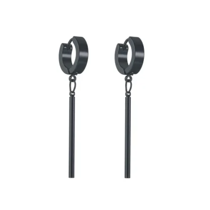 Black Earrings with Bar and Star Charm - Image 5