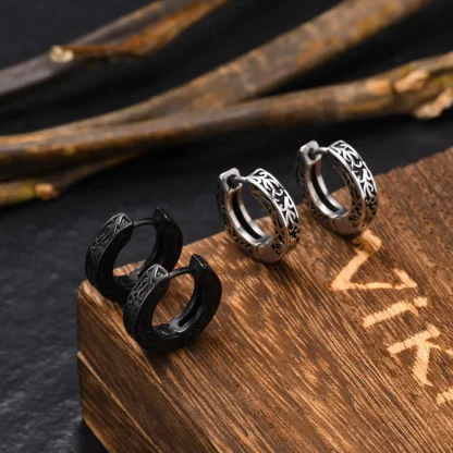 Bold Huggie Earrings with Carved Design - Image 7