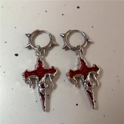 Stylish Huggie Earrings with Cross Decor - Image 5