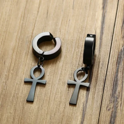Classic Hoop Earring with Cross Charm - Image 5