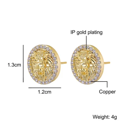 Luxury Stud Earrings with Lion Embossed - Image 8