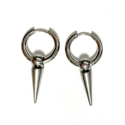 Hoop Earrings with Round and Spike Decor - Image 6