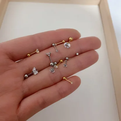 Mini Stud Earrings with Bling Design - Image 6