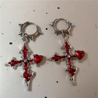 Stylish Huggie Earrings with Cross Decor