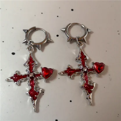 Stylish Huggie Earrings with Cross Decor