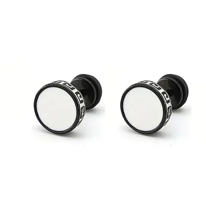 Round Stud Earrings with Stylish Trim Design - Image 3