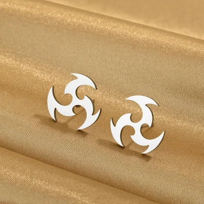 Trendy Stud Earrings with Spiral Dart Design - Image 3