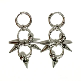 Hoop Earrings with Round and Spike Decor