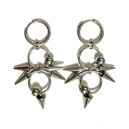 Hoop Earrings with Round and Spike Decor