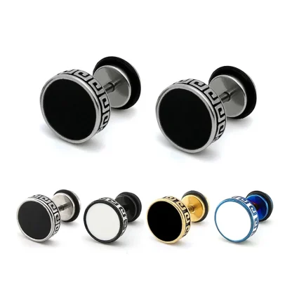Round Stud Earrings with Stylish Trim Design - Image 6