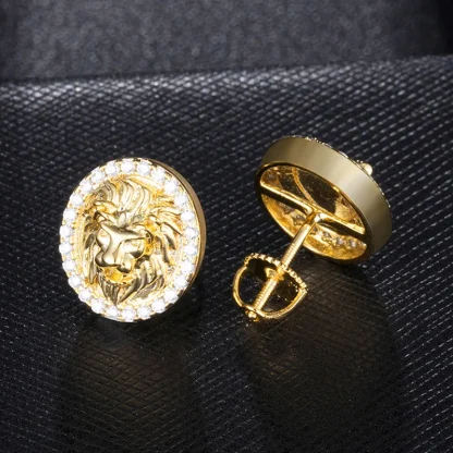 Luxury Stud Earrings with Lion Embossed - Image 5