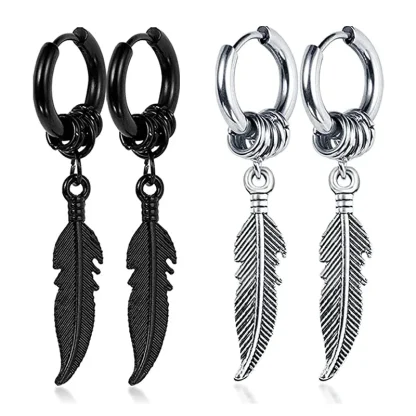 Bold Earrings with Feather Shape Decor - Image 7