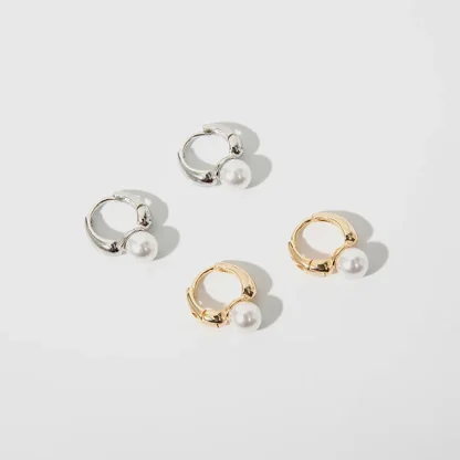 Elegant Hoop Earring with Pearl-like Decor - Image 10