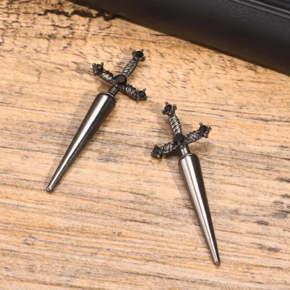 Gothic Sword Shaped Earrings for Men - Image 2