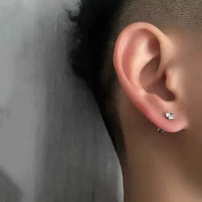 Mini Stud Earrings with Bling Design - Image 2