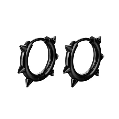 Huggie Hinged Earrings with Spike Decor - Image 9