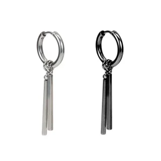 Geometric Bar Earrings with Hoop Design