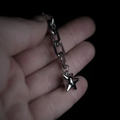 Large Chain Earrings with Ball Spike Charm - Image 5