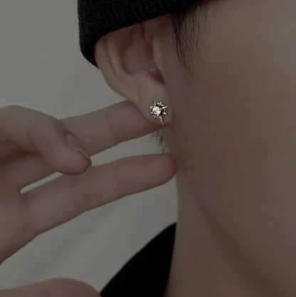 Intricate Stud Earrings with Star Design - Image 4
