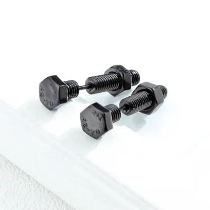 Stylish Stud Earrings with Screw Bolt Design - Image 4