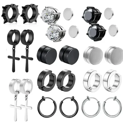 Non-pierced Cuff Earrings with Cross Charm - Image 12