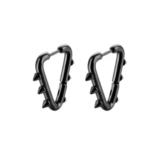 Huggie Hinged Earrings with Spike Decor