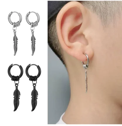 Bold Earrings with Feather Shape Decor - Image 9