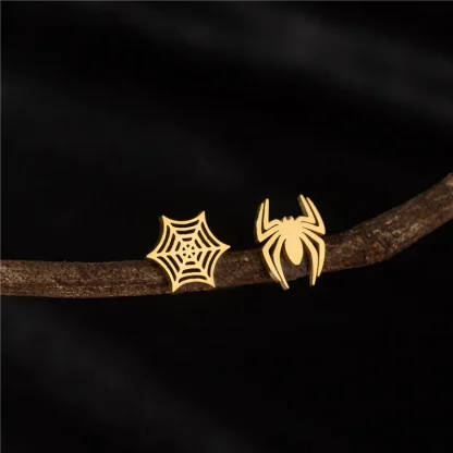 Spider and Cobweb Shape Stud Earrings - Image 5